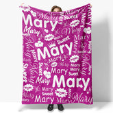 Lofaris Sweet Heart Crown Purple White Custom Name Blanket